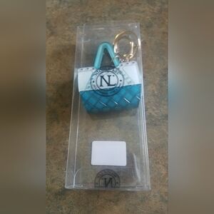 Cute Nicole Lee Key Chain Fob or Pocketbook/Purse Accessory Blue with Bling